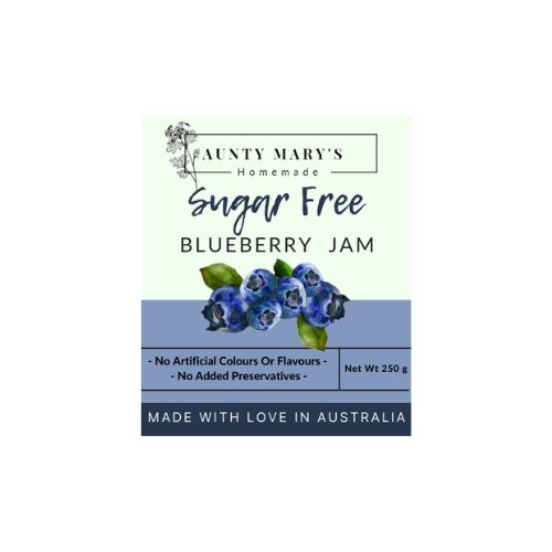 Aunt Marys Sugar Free Homemade Jam - Blueberry - 250g