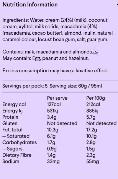 Low Carb Ice Cream Caramel Macadamia 475ml - Avaliable Instore and Click and Collect Only