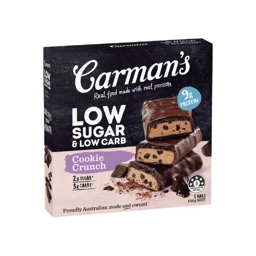 Carman's Low Sugar and Low Carb Cookie Crunch Bars - 5 bars - 160gm net