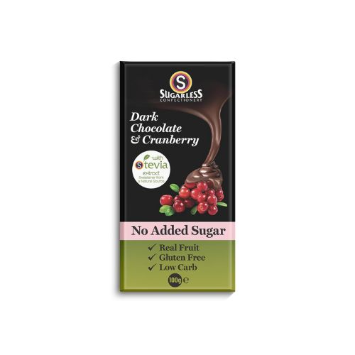 Sugarless Confectionery Co Dark Chocolate & Cranberry 100g