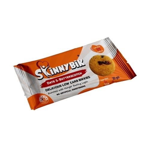 Skinny Bik Date & Butterscotch Chip Low Carb Bikkies 2 pack - 30gm
