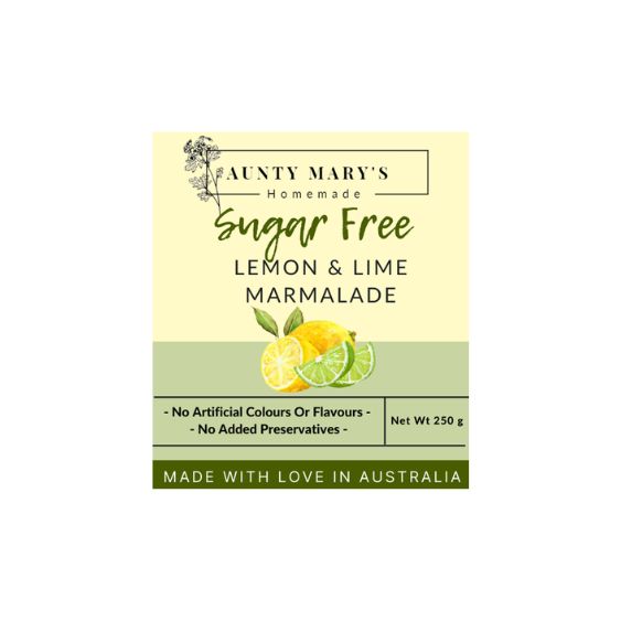 Aunt Marys Sugar Free Homemade Lemon and Lime Marmalade - 250g