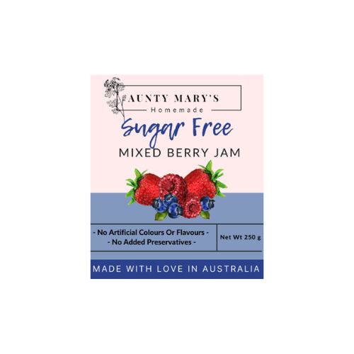 Aunt Marys Sugar Free Homemade Jam - Mixed Berry- 250g