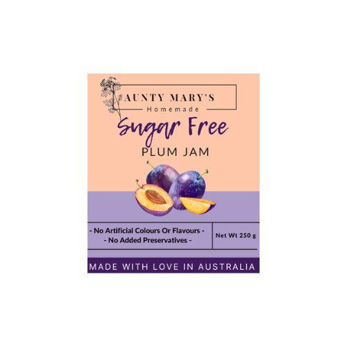 Aunt Marys Sugar Free Homemade Jam - Plum- 250g