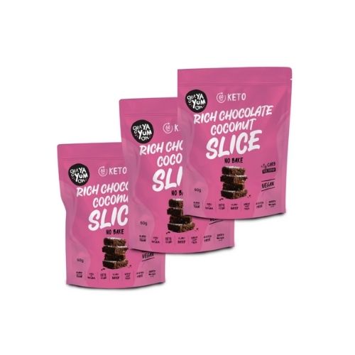 Get Ya Yum On - 3 PACK - Rich Chocolate Coconut Slice No Bake - 3 x 50gm