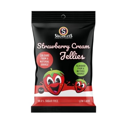 SUGARLESS CONFECTIONERY CO Jellies - Strawberry Cream Jellies -70g